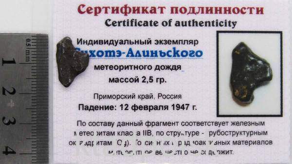 Индивидуальный экземпляр Сихотэ-Алиньского метеоритного дождя (арт 19)