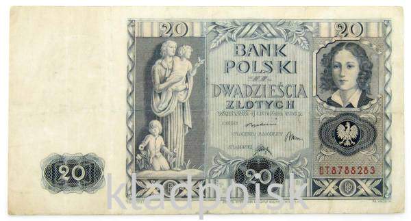Банкнота 20 злотых 1936 года Польша