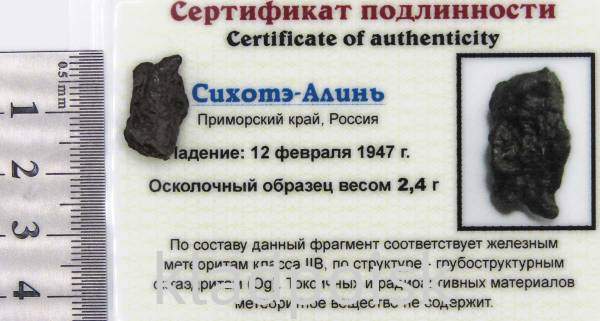 Осколок метеорита Сихотэ-Алинь арт 33
