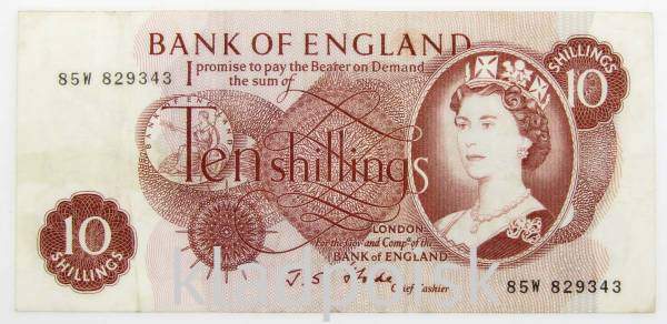 Банкнота 10 шиллингов 1978 года Банк Англии - Великобритания Банкнота 10 шиллингов 1978 года Банк Англии - Великобритания