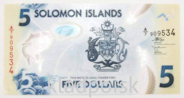 Банкнота 5 долларов 2019 Соломоновы острова
