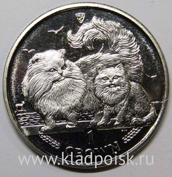 Монета 1 крона Остров Мэн, 2009, Персидская кошка