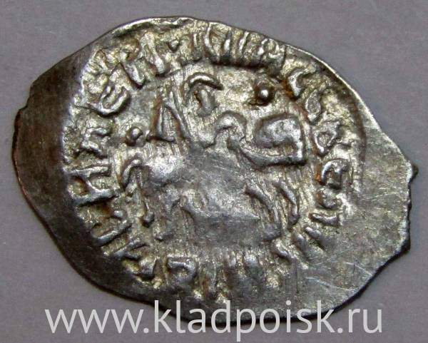 Денга Василий II Васильевич «Тёмный», серебро, Всадник/строчник, арт 11