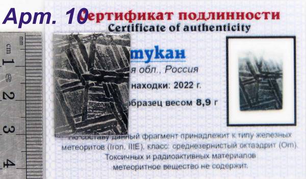 Спил метеорита Оротукан, арт 10 Спил метеорита Оротукан, арт 10