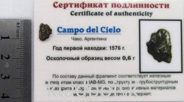 Осколок метеорита Campo del Cielo