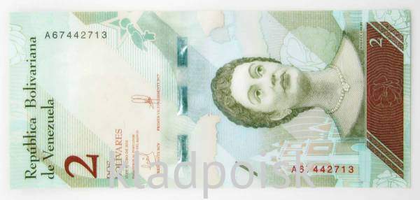 Банкнота 2 боливара 2018 года Венесуэла Банкнота 2 боливара 2018 года Венесуэла