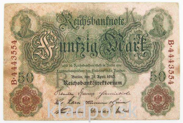 Банкнота 50 марок 1910 года Германия