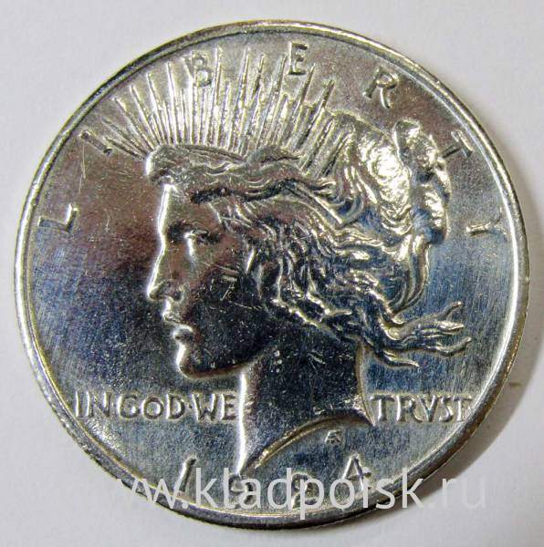 Монета 1 доллар США «Мир» 1924 года, Серебро 900 пр.