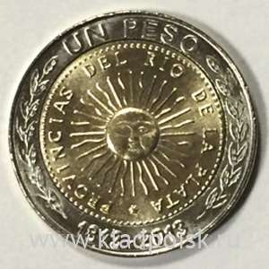 Монета  Аргентина 1 песо 200 лет первой монете, 2013