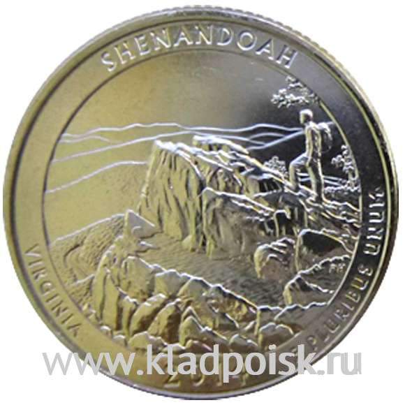 Монета 25 центов Национальный парк Шенандоа, монетный двор D