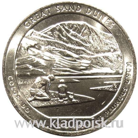 Монета 25 центов Национальный парк Грейт-Санд-Дьюнс (2014), монетный двор D