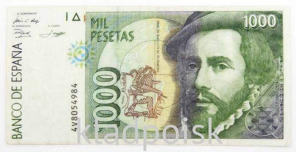 Банкнота 1000 песет 1992 года Испания