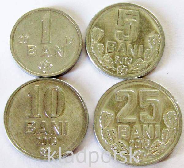Набор регулярных монет Молдовы 2013-2016 гг., 4 монеты Набор регулярных монет Молдовы 2013-2016 гг., 4 монеты
