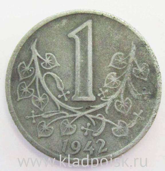 Монета 1 крона 1942 года Богемия и Моравия Монета 1 крона 1942 года Богемия и Моравия