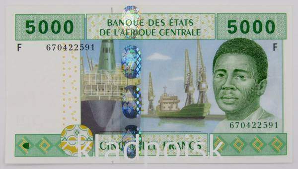 Банкнота 5000 франков 2002 года Центральноафриканская Республика