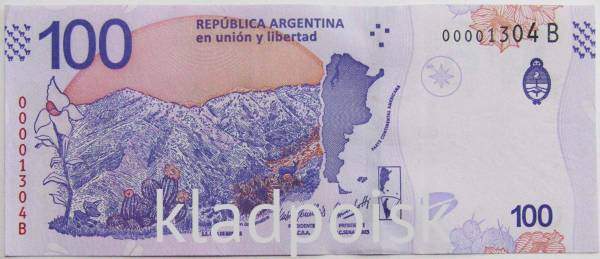 Банкнота Аргентина 100 песо 2018 года