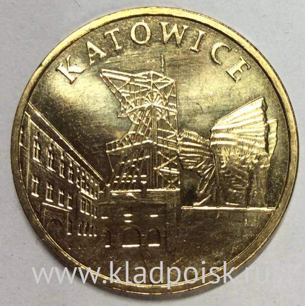 Монета 2 злотых Польша Катовице из серии Города Польши, 2010