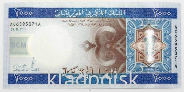 Банкнота 2000 угий 2011 года Мавритания Банкнота 2000 угий 2011 года Мавритания