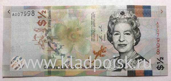 Банкнота Багамские острова 50 центов (1/2 доллара) 2019 года Банкнота Багамские острова 50 центов (1/2 доллара) 2019 года