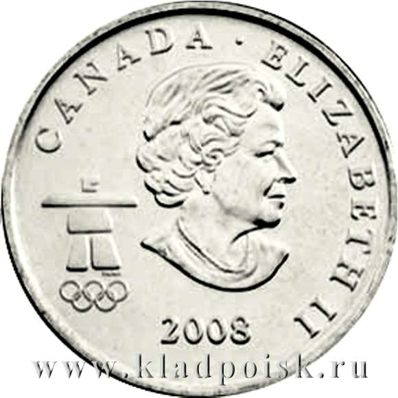 Монета  25 центов Канада, Олимпиада 2010 год Ванкувер – Бобслей