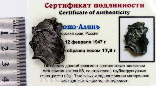 Осколок метеорита Сихотэ-Алинь арт 37