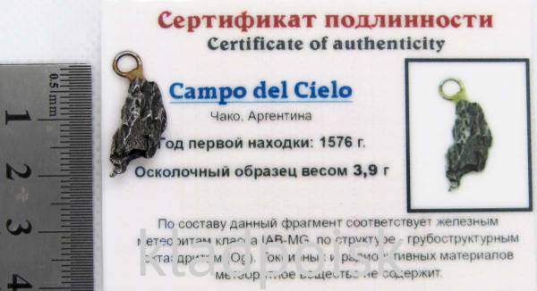 Подвеска из метеорита Campo del Cielo арт 18