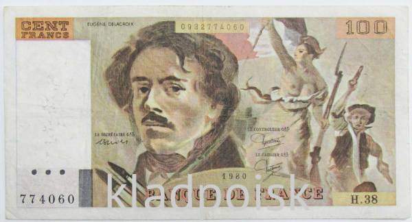 Банкнота 100 франков 1980 года Франция (Делакруа)