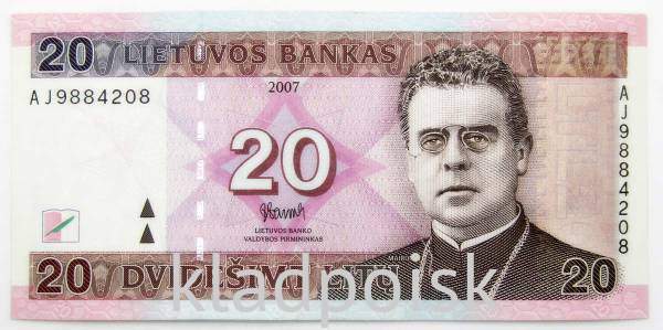 Банкнота 20 литов 2007 года Литва