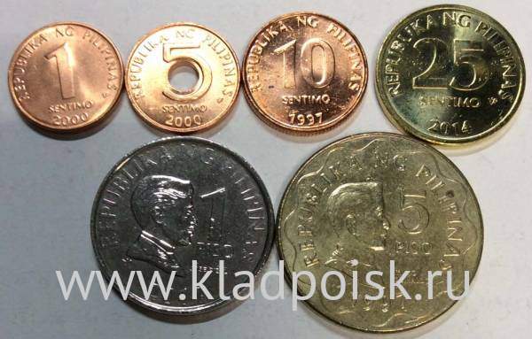 Набор монет Филиппины 1997-2014 гг., 6 монет Набор монет Филиппины 1997-2014 гг., 6 монет
