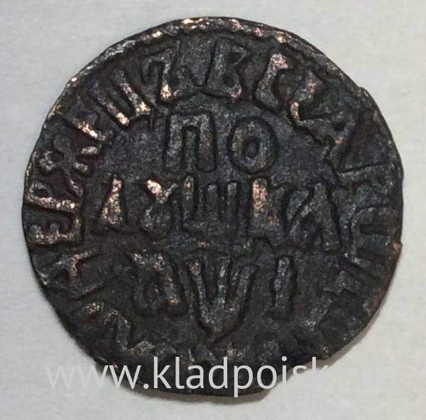 Монета полушка Российской Империи 1710 года (Петр I)