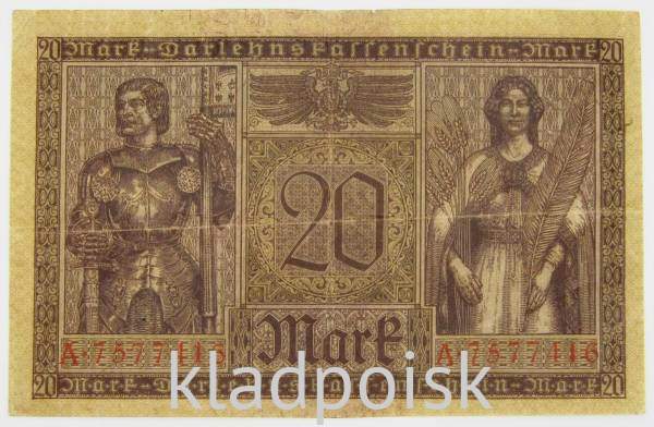 Банкнота 20 марок 1918 года Германия