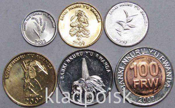 Набор регулярных монет Руанды 2003-2011 гг., 6 монет