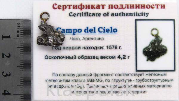 Подвеска из метеорита Campo del Cielo арт 31