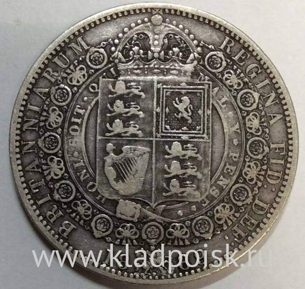Монета 1/2 кроны 1889 года Великобритания Монета 1/2 кроны 1889 года Великобритания