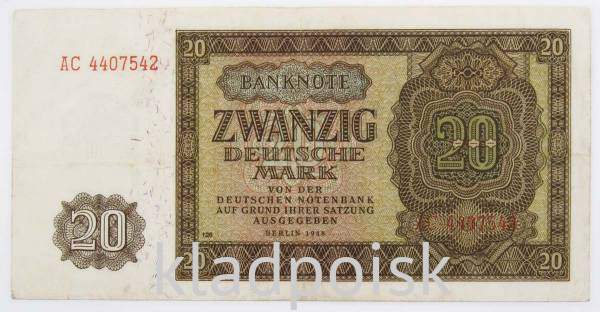 Банкнота 20 марок ГДР 1948 года