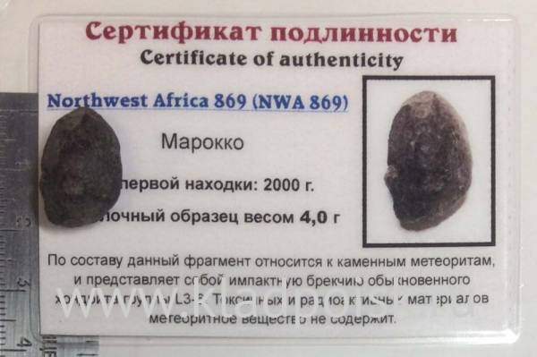Осколок метеорита NWA 869, арт 2