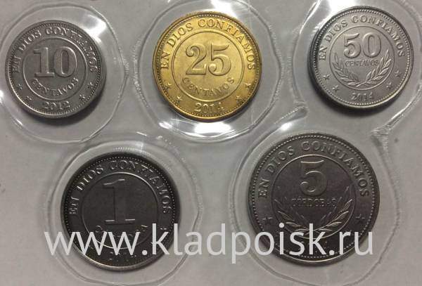 Набор регулярных монет Никарагуа 2012-2014 гг., 5 монет