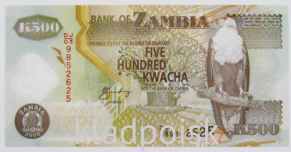 Банкнота 500 квач 2009 года Замбия