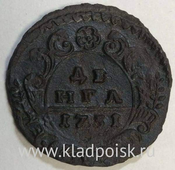 Монета 1 денга 1731 года, Российская Империя, Анна Иоановна (арт. 6) Монета 1 денга 1731 года, Российская Империя, Анна Иоановна (арт. 6)