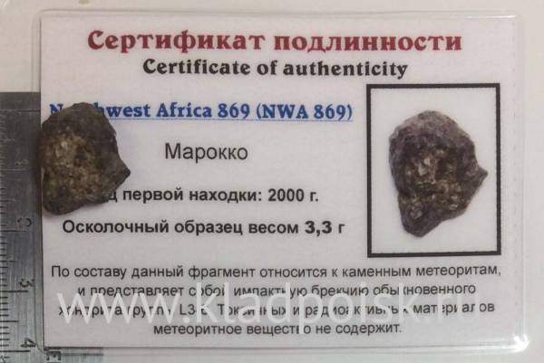 Осколок метеорита NWA 869, арт 3