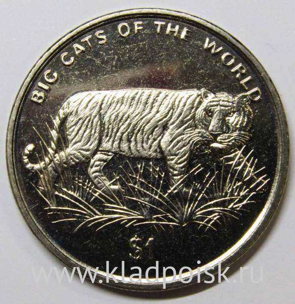 Монета 1 доллар Сьерра-Леоне 2001, Тигр