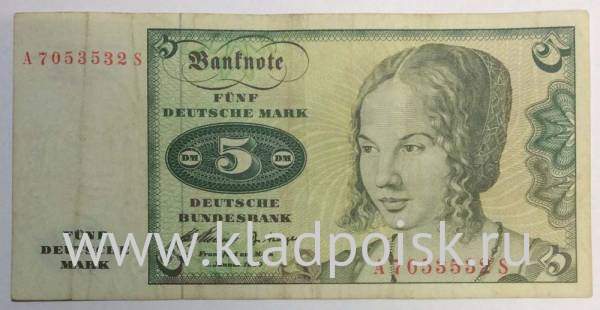 Банкнота 5 марок ФРГ 1960 года