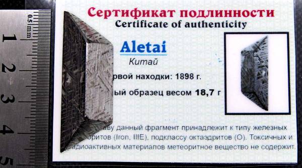 Ограненный осколок метеорита Aletai
