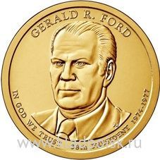 Монета 1 доллар США (2016) 38-й Президент Джеральд Рудолф Форд Монета 1 доллар США (2016) 38-й Президент Джеральд Рудолф Форд