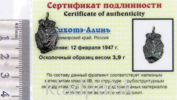 Подвеска из метеорита Сихотэ-Алинь Подвеска из метеорита Сихотэ-Алинь