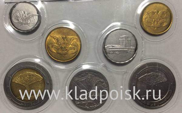 Набор регулярных монет Йемена 1974-2009 гг., 7 монет