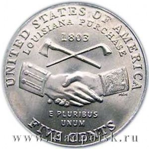 Монета 5 центов Покупка Луизианы Монета 5 центов Покупка Луизианы