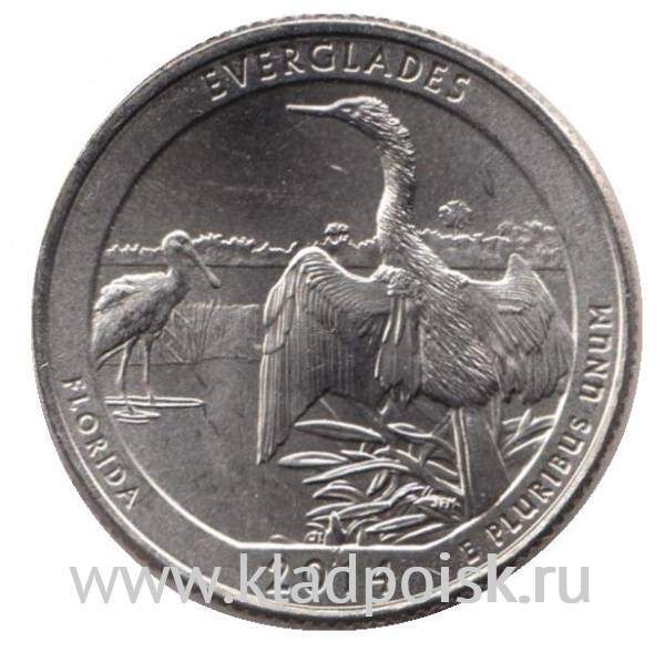 Монета 25 центов Национальный парк Эверглейдс, монетный двор D