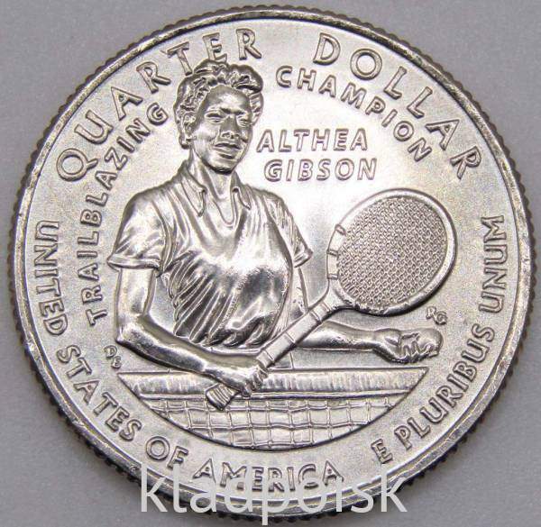 Монета 25 центов США Алтея Гибсон из серии «Американские женщины» (2025) P Монета 25 центов США Алтея Гибсон из серии «Американские женщины» (2025) P
