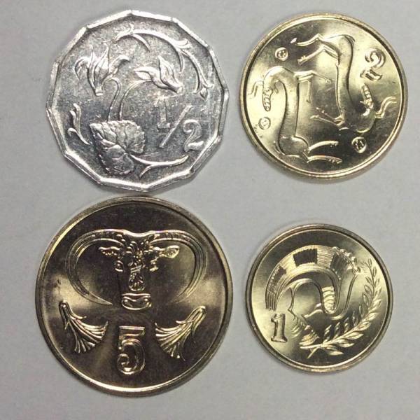 Набор монет Кипра 1983-1998 гг., 4 монеты
